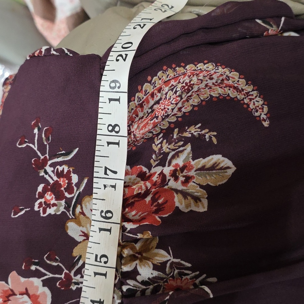 Signature By Robbie Bee Women's BoHo Dress Brown Fall Floral Lined Sz L EUC - Picture 13 of 14